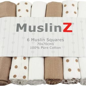MuslinZ Pure Cotton 12 Muslin Squares - Spots
