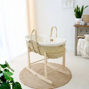Clair De Lune Organic Palm Moses Basket — Natural Cream