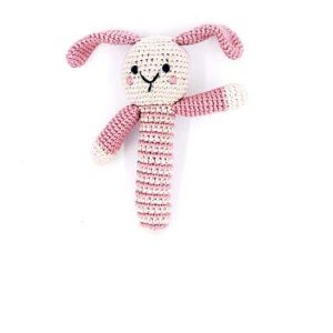 Pebble Baby Toy - Pink Bunny Stick Rattle