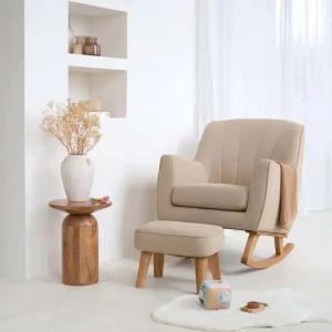 Clair De Lune Bouclé Rocking Chair and Footstool