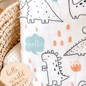 Geople Organic Cotton Muslin Squares - Dinosaur