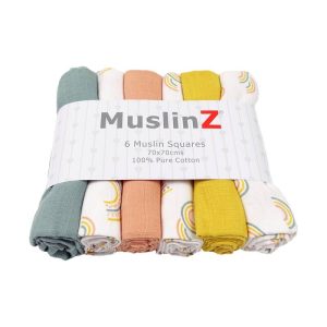 MuslinZ Pure Cotton Muslin Squares - Scandi Rainbow