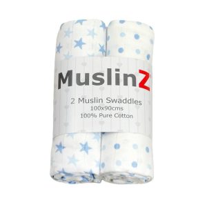 MuslinZ Pure Cotton Muslin Swaddles - Blue