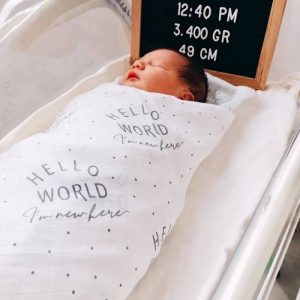 Geople Organic Cotton Muslin Swaddle - Hello World