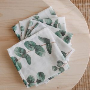 Geople Organic Cotton Muslin Squares - Eucalyptus Leaves