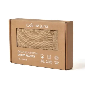 Clair De Lune Organic Knitted Blanket - Biscuit