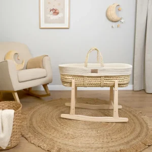 Clair De Lune Organic Knitted Palm Moses Basket - Cream
