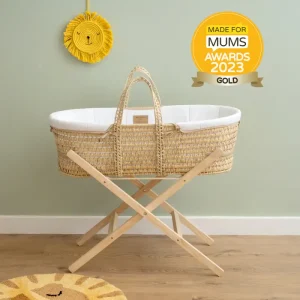 Clair De Lune Organic Palm Moses Basket — White