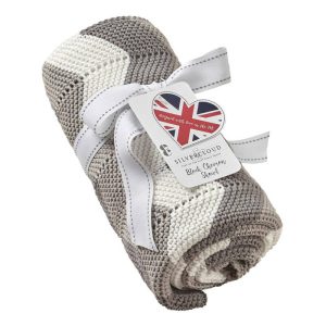 Silvercloud Grey Block Chevron Shawl Blanket