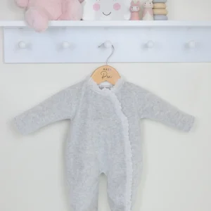 Pex Lace Edged Sleepsuit Grey